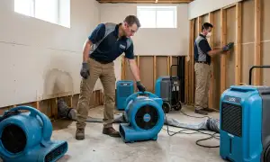 Structural drying equipment in a Port St. Lucie, FL home for water damage restoration
